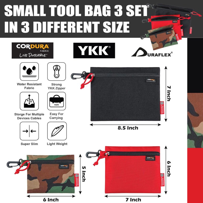 RE ROUGH ENOUGH Rough Enough Small Tool Pouch Bag with Zipper Multipurpose Storage Organizer 3 Pack for Tactical Camping Fishing Hunting Survival Gear and Supplies - Image 3